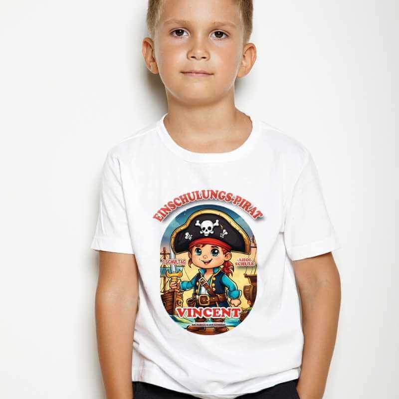 personalisiertes Schulkind T-Shirt "Einschulungs-Pirat"