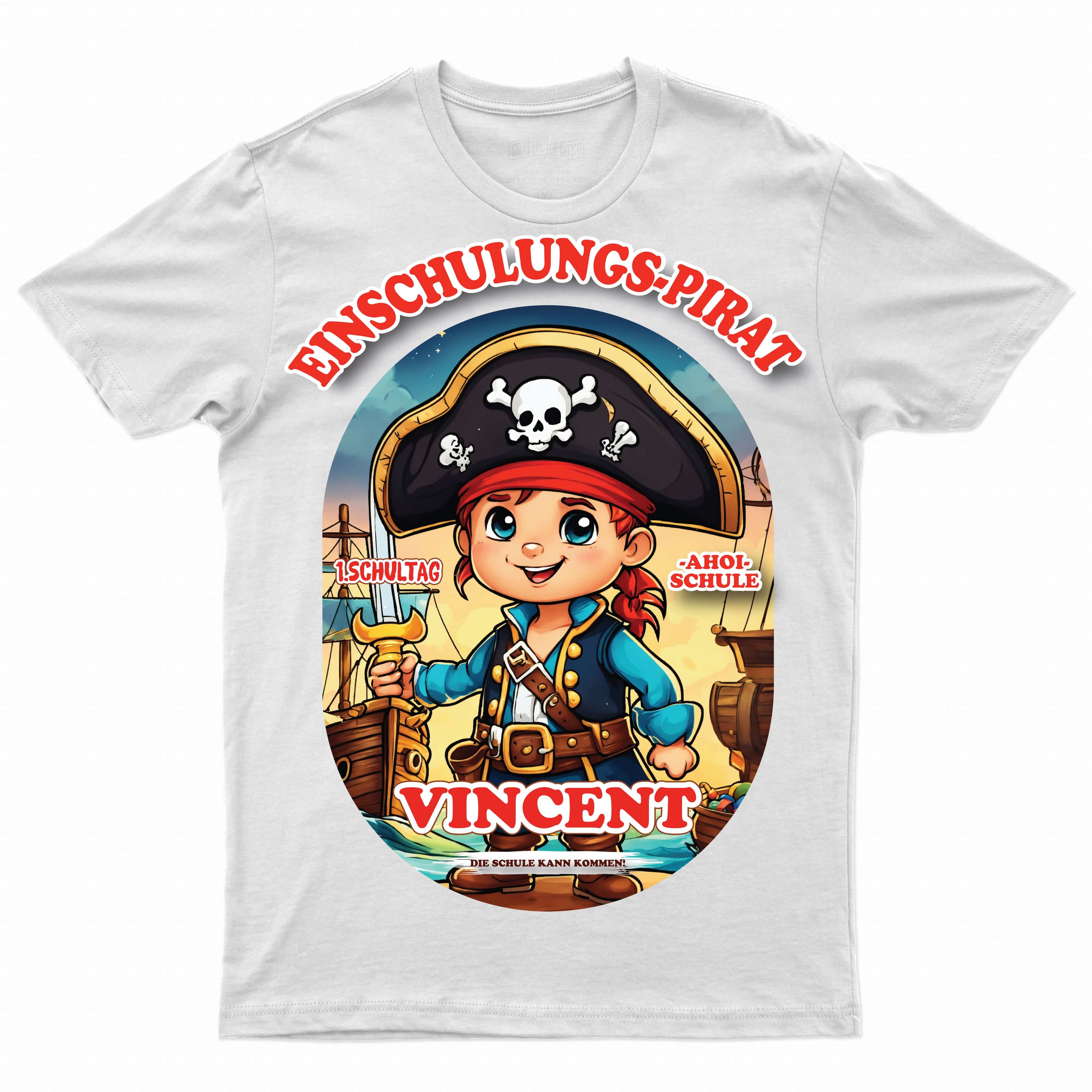 personalisiertes Schulkind T-Shirt "Einschulungs-Pirat"